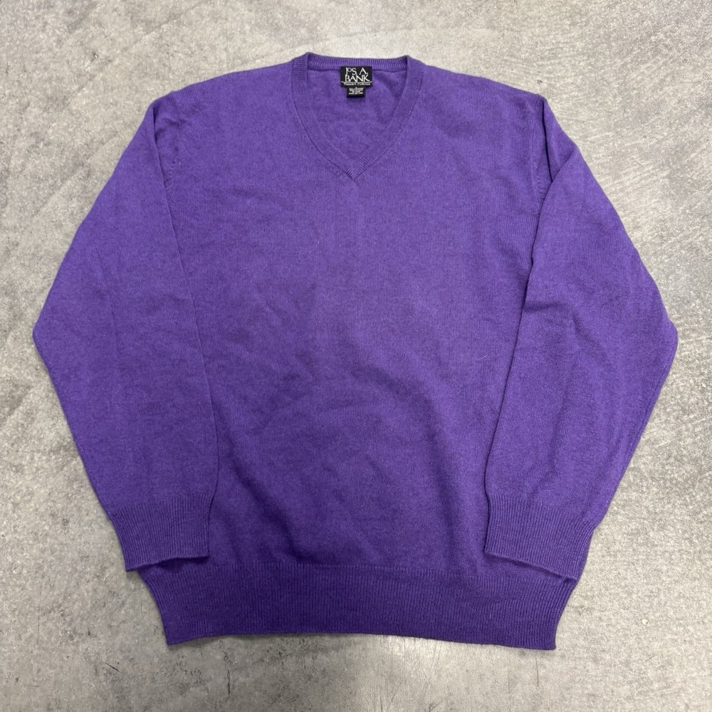 Men's Cashmere Sweater Jos A Bank Traveler Sweater Size Large Purple V Neck